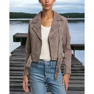 BLANK NYC - Cropped Motorcycle Suede Leather Jacket